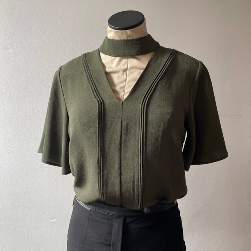 New York & Company Design Studio Hunter Green Blouse XS